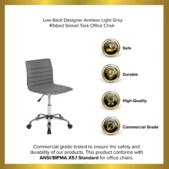 Emma And Oliver Low Back Designer Armless Ribbed Swivel Task Office Chair -Furniture Shop GUEST 0631b47a d270 49cc 9360 56641228645b