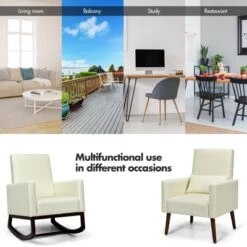 Tangkula 2-in-1 Upholstered Rocking Chair With Wood Leg & Pillow Relax Sofa Chair Light Grey/Beige/Dark Gray -Furniture Shop GUEST 063d47aa 120b 44ab ab92 f371f567685f