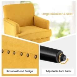 Tangkula Set Of 2 Modern Accent Chair Upholstered Sofa Chair W/ Rubber Wood Legs Yellow -Furniture Shop GUEST 0d001da3 7e9d 43a7 82e1 6d3e2916838f