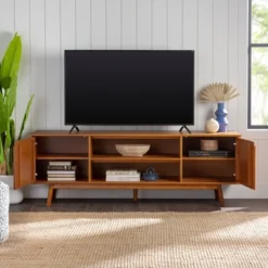 Solid Wood Mid-Century Modern TV Stand For TVs Up To 80" - Saracina Home -Furniture Shop GUEST 13d172c2 7522 436c b47e 043357d4492b