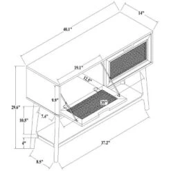 Wood & Cane Console Table With Pull-Down Drawers - Hearth & Hand™ With Magnolia -Furniture Shop GUEST 1b81a3a0 42a0 432a 9648 58b763486f6c