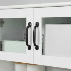 HOMCOM Freestanding Kitchen Pantry, 4-Door Buffet Cabinet With Hutch, Coffee Bar With Adjustable Shelves, 63.5 Inches, White -Furniture Shop GUEST 280f6d6f 7549 46dc 9872 58e221f9506c