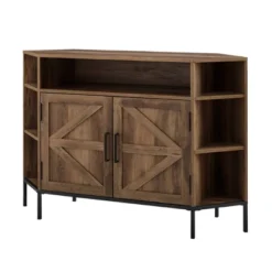 Atticus Modern Farmhouse 2 Door Corner TV Stand For TVs Up To 55" Rustic Oak - Saracina Home -Furniture Shop GUEST 300a699d 8a74 4a70 bb6f e5e5e7c1c7a7