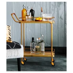 Metal, Wood, And Leather Bar Cart - Gold - Threshold™ 10 Metal, Wood, And Leather Bar Cart - Gold - Threshold™ -Furniture Shop GUEST 3940ea51 5dbd 496d adf0 a33ee04f6d3f
