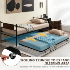 Costway Twin 2-In-1 Daybed Frame With Trundle Bed Set Steel Platform Sofa Bed Black 13 Costway Twin 2-In-1 Daybed Frame With Trundle Bed Set Steel Platform Sofa Bed Black -Furniture Shop GUEST 3c505ce9 6484 414c a870 00679bc93d3c
