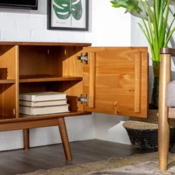 Solid Wood Mid-Century Modern TV Stand For TVs Up To 65" - Saracina Home -Furniture Shop GUEST 4814f0a0 557a 4091 bf29 8479abd8c5d7