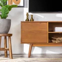 Solid Wood Mid-Century Modern TV Stand For TVs Up To 65" - Saracina Home -Furniture Shop GUEST 4afdac7b ce07 40a9 92de c6ef5784b45e