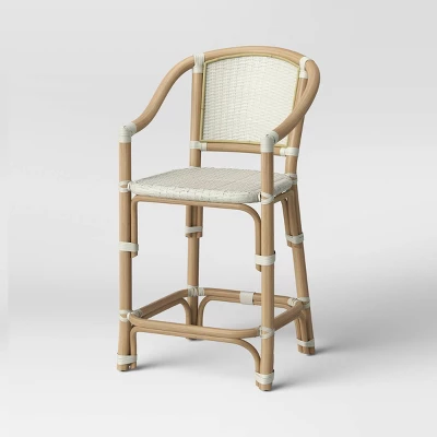 Parksley Rattan And Woven Counter Height Barstool White - Threshold™ 4 Parksley Rattan And Woven Counter Height Barstool White - Threshold™ - Image 2