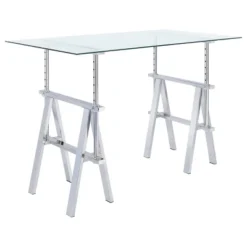 Statham Glass Top Adjustable Sawhorse Standing Desk Chrome - Coaster 9 Statham Glass Top Adjustable Sawhorse Standing Desk Chrome - Coaster -Furniture Shop GUEST 5244fc6f 7da2 478c ba1a 392b56e8d089