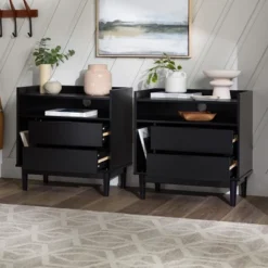 2pk Mid-Century Modern Solid Wood 2 Drawer Storage Nightstands - Saracina Home -Furniture Shop GUEST 559c5ca6 af7e 4136 9a5f 989a82141900