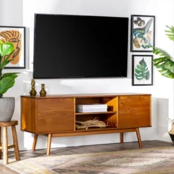 Solid Wood Mid-Century Modern TV Stand For TVs Up To 65" - Saracina Home -Furniture Shop GUEST 55d038af 42a5 438d 8b74 91f0ac9cc7f7