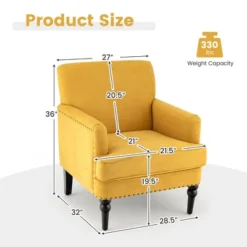Tangkula Set Of 2 Modern Accent Chair Upholstered Sofa Chair W/ Rubber Wood Legs Yellow -Furniture Shop GUEST 59a0fbbd c8d4 4381 9b84 49c42ed1e4f6