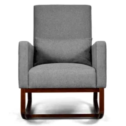 Tangkula 2-in-1 Upholstered Rocking Chair With Wood Leg & Pillow Relax Sofa Chair Light Grey/Beige/Dark Gray -Furniture Shop GUEST 5f5218cd e5cc 4a7a 8198 e10601212c46