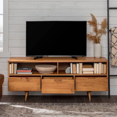 Cara Mid-Century Modern 3 Drawer TV Stand For TVs Up To 65" - Saracina Home 15 Cara Mid-Century Modern 3 Drawer TV Stand For TVs Up To 65" - Saracina Home - Image 13