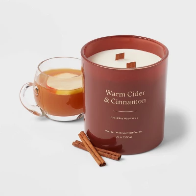 20oz Glass Woodwick Warm Cider & Cinnamon Candle - Threshold™ 4 20oz Glass Woodwick Warm Cider & Cinnamon Candle - Threshold™ - Image 2