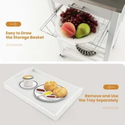 Costway Compact Kitchen Island Cart Rolling Service Trolley With Stainless Steel Top Basket -Furniture Shop GUEST 6d12b3d7 0480 4e1e bf51 084fc2612c3c