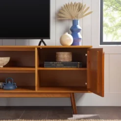 Solid Wood Mid-Century Modern TV Stand For TVs Up To 80" - Saracina Home -Furniture Shop GUEST 718deacd a6aa 48d3 a2de dc60399694ef