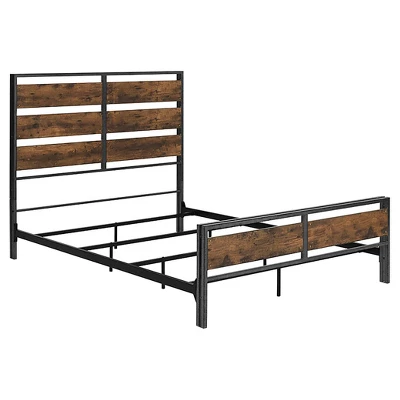 Queen Urban Chic Metal And Wood Plank Bed Brown - Saracina Home 4 Queen Urban Chic Metal And Wood Plank Bed Brown - Saracina Home - Image 2
