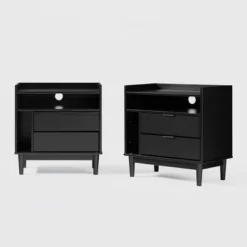 2pk Mid-Century Modern Solid Wood 2 Drawer Storage Nightstands - Saracina Home -Furniture Shop GUEST 7ec02fdf f38c 4ef2 8a65 1390845091ae