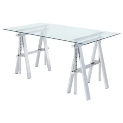 Statham Glass Top Adjustable Sawhorse Standing Desk Chrome - Coaster 11 Statham Glass Top Adjustable Sawhorse Standing Desk Chrome - Coaster -Furniture Shop GUEST 8f725f4c e81e 4aac bcc9 d29262a38211