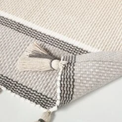 24"x60" Color Block Stripe Tassels Bath Rug Neutral Taupe - Hearth & Hand™ With Magnolia -Furniture Shop GUEST 910979a7 4645 484a b851 9e3664ee4695