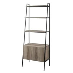 72" Open Shelf And Closed Storage Cabinet Ladder Bookcase - Saracina Home -Furniture Shop GUEST 95647392 bcf6 4609 85d2 67f249b2f3ff