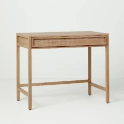 Wood & Cane Transitional Writing Desk - Hearth & Hand™ With Magnolia -Furniture Shop GUEST 9f171552 9800 4052 8e19 8f68524075d5
