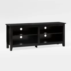 Transitional 4 Cubby Wood Open Storage TV Stand For TVs Up To 65"- Saracina Home -Furniture Shop GUEST a6e3a24c 5f9e 443a b207 9469bc1cee89