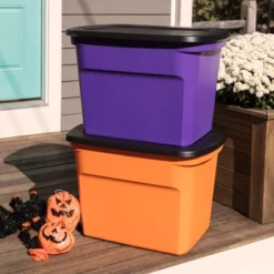Sterilite 18 Gallon Orange Plastic Storage Container Bin Tote With Black Lid, Halloween -Furniture Shop GUEST a9f43b31 35e0 4c1a 89db e6cc67339af9