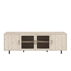 Vik Modern Boho 4 Door Herringbone TV Stand For TVs Up To 80" - Saracina Home -Furniture Shop GUEST b08db226 d2f4 4b00 92c0 9188cbaee310