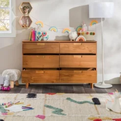 Mid-Century Modern Groove Wood 6 Drawer Dresser - Saracina Home -Furniture Shop GUEST b23f9ced 0f20 4832 b513 915786661b90