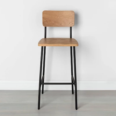 Wood & Steel Bar Stool - Natural/Black - Hearth & Hand™ With Magnolia 4 Wood & Steel Bar Stool - Natural/Black - Hearth & Hand™ With Magnolia - Image 2