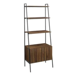 72" Open Shelf And Closed Storage Cabinet Ladder Bookcase - Saracina Home -Furniture Shop GUEST b4c9708c 2fe3 4654 9c06 b27773a6d3bc