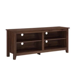 Transitional 4 Cubby Wood Open Storage TV Stand For TVs Up To 65"- Saracina Home -Furniture Shop GUEST b9ce9b3d c9e3 4cd0 ada4 ca03526caed5