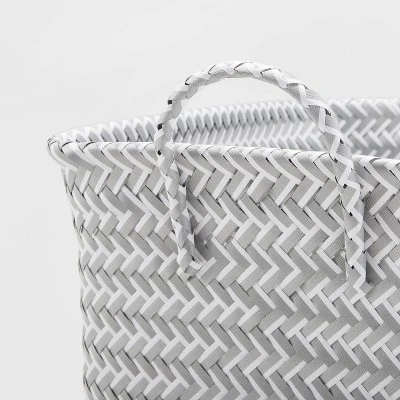Large Woven Rectangular Storage Basket Gray/White - Brightroom™ 4 Large Woven Rectangular Storage Basket Gray/White - Brightroom™ - Image 2