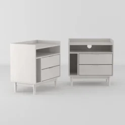 2pk Mid-Century Modern Solid Wood 2 Drawer Storage Nightstands - Saracina Home -Furniture Shop GUEST c880a12d 845d 41f3 8c73 9ddb9ed4b555