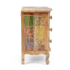 Ailey Handcrafted Boho Mango Wood 3 Drawer Nightstand Natural - Christopher Knight Home -Furniture Shop GUEST d2a0da4f 2eb2 4284 a2b1 540f55b08a0f