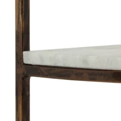 33.5" Bainville Modern Glam Handcrafted Marble Half Round Etagere Bookcase Natural White/Antique Brass - Christopher Knight Home -Furniture Shop GUEST e8e9bc5f cfde 4ca6 8d2c 47465c627aa2