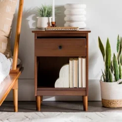 Stiva Classic Mid-Century Modern 1 Drawer Nightstand - Saracina Home -Furniture Shop GUEST f1f5300e 5364 40db 96ef 77bca274ed96