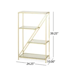 Kokesh Modern Glam Tempered Glass 3 Shelf Asymmetrical Bookcase Gold - Christopher Knight Home -Furniture Shop GUEST fe44afab b226 4b6b 83bf d92ad3ad8955